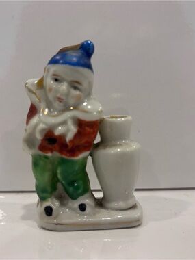 Vintage occupied Japan clown bud vase figurine hand painted porcelain 1945-1950